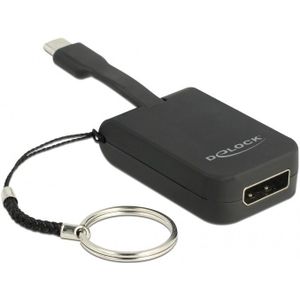 Premium USB-C naar DisplayPort adapter sleutelhanger met DP Alt Mode (4K 60 Hz) / zwart - 0,05 meter