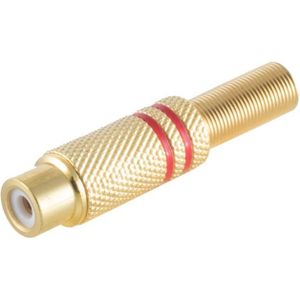 Tulp (v) audio/video connector - tot 6mm - verguld - metaal / rood