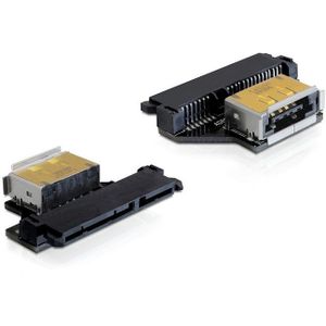 SATA 22-pins naar Power over eSATA (eSATAp), eSATA en USB-A adapter / zwart
