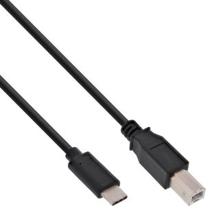 USB-C naar USB-B kabel - USB2.0 - tot 3A / zwart - 1 meter