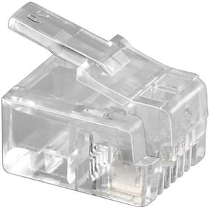 RJ11 krimp connectoren (6P4C) voor platte telefoonkabel - 10 stuks / transparant