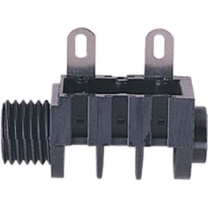 6,35mm Jack (v) inbouw connector - plastic - 2 soldeerpunten / mono
