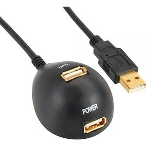 Premium USB naar 2x USB docking kabel - USB2.0 - tot 1A / zwart - 2 meter