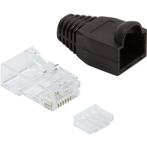 RJ45 krimp connectoren (UTP) voor CAT6 netwerkkabel (flexibel) - 100 stuks (incl. huls) / zwart