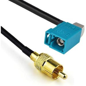 Fakra Z (v) haaks - Tulp RCA (m) auto video adapter kabel | RG174 | 50 Ohm | 0,50 meter