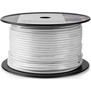 Coaxkabel op Haspel - RG59U - 75 Ohm - Dubbel Afgeschermd - ECA - 10.0 m - Coax - PVC - Wit - Rol