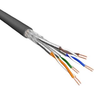 S/FTP CAT6a 10 Gigabit netwerkkabel met flexibele aders - AWG26 - LSZH / zwart - 500 meter