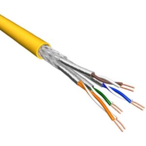 S/FTP CAT6a 10 Gigabit netwerkkabel met flexibele aders - AWG26 - LSZH / geel - 500 meter