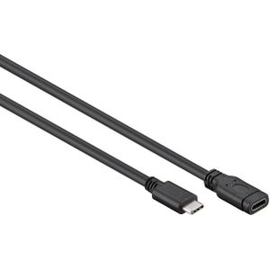 USB-C naar USB-C verlengkabel - USB3.0 - tot 20V/3A / zwart - 1 meter