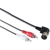 DIN 5-pins haaks - Tulp stereo 2RCA audiokabel (afspelen) / zwart - 0,50 meter