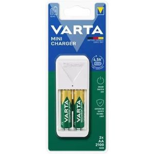 Varta Easy Mini Charger batterijenlader voor AA/AAA met 2x AA / 2100 mAh / wit