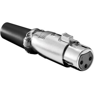 XLR 3-pins (v) connector met rubberen trekontlasting - verguld / grijs/zwart