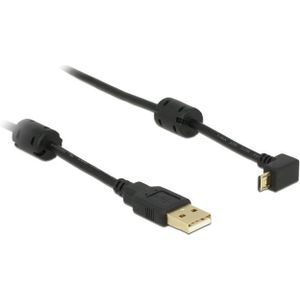 USB Micro B haaks naar USB-A kabel - USB2.0 - tot 1A / zwart - 1 meter