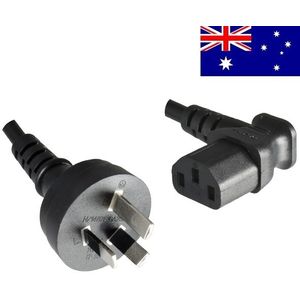 C13 (haaks/links) - Type I / Australië/Nieuw-Zeeland (recht) stroomkabel - 3x 0,75mm / zwart - 1,8 meter