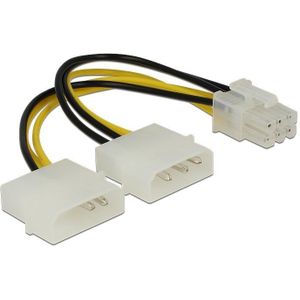 PCIe 6-pins (m) - 2x Molex 4-pins (m) voedingsadapter - 0,30 meter