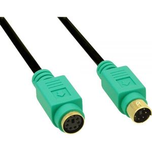 Premium Mini DIN 6-pins PS/2 data verlengkabel / zwart/groen - 3 meter