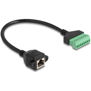 RJ45 (v) - Terminal Block (2-delig)  kabel - U/UTP - CAT6 Gigabit / zwart - 0,30 meter