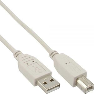 USB naar USB-B kabel - USB2.0 - tot 2A / beige - 0,50 meter