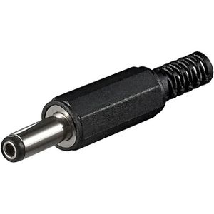 DC connector recht extra lang - 5,0 x 2,1 mm - soldeerbaar / zwart