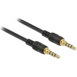 3,5mm Jack 4-polig audio/video slim kabel met extra ruimte AWG24 / zwart - 0,50 meter