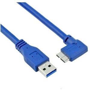 USB Micro B haaks naar USB-A kabel - USB3.0 - tot 2A / blauw - 0,30 meter