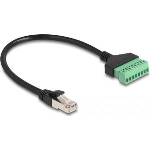 RJ45 (m) - Terminal Block (2-delig)  kabel - U/UTP - CAT6 Gigabit / zwart - 0,30 meter