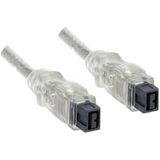Premium FireWire 800 kabel met 9-pins - 9-pins connectoren / transparant - 2 meter