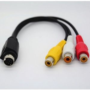Mini DIN 9-pins / Mini Scart - Tulp Composiet 3RCA kabel - 0,20 meter