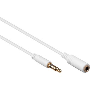 3,5mm Jack 4-polig audio slim verlengkabel AWG28 / wit - 3 meter