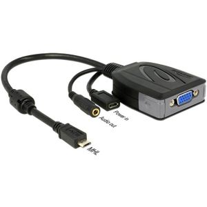 Premium USB Micro naar VGA MHL adapter - 5-pins / zwart - 0,20 meter