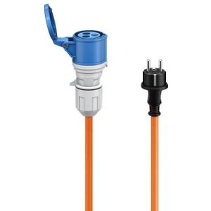 Camping stroomkabel | CEE 7/7 - CEE 3-pins 230V/16A | 3x 2,50mm | IP44 | 1,5 meter