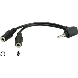 3,5mm 4-polig > 2x 3,5mm headset adapter (CTIA/AHJ) / haaks - 0,15 meter