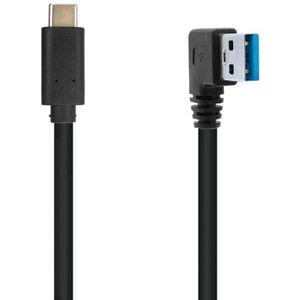 USB-C naar USB-A haaks (rechts) kabel - USB3.0 - tot 0,9A / zwart - 1 meter