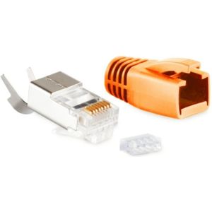 RJ45 krimp connectoren (STP) voor CAT6/6a/7/7a netwerkkabel (vast/flexibel) - 10 stuks (3-delig) / oranje