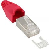 RJ45 krimp connectoren (STP) voor CAT6 netwerkkabel (flexibel) - 10 stuks (3-delig) / rood