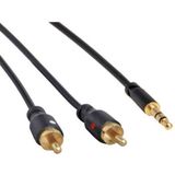 3,5mm Jack - Tulp stereo audio slim kabel - zwart - 1,5 meter