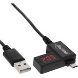 InLine USB2.0 Micro USB kabel met LED indicator voor Volt en Ampere (versie 1) - 1 meter