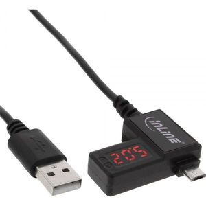 InLine USB2.0 Micro USB kabel met LED indicator voor Volt en Ampere (versie 1) - 1 meter