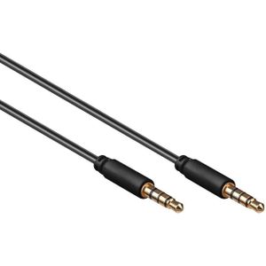 3,5mm Jack 4-polig audio slim kabel AWG28 / zwart - 3 meter
