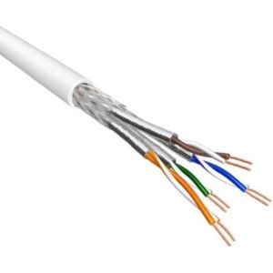 S/FTP CAT6a 10 Gigabit netwerkkabel met flexibele aders - AWG26 - LSZH / wit - 500 meter