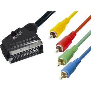 Scart (m) - Component 3RCA + Composiet RCA (m) kabel / zwart - 10 meter