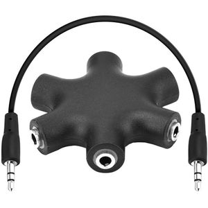 5-poorts 3,5mm Jack stereo audio splitter / zwart - 0,15 meter