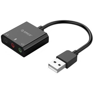 Orico USB-A - 3x 3,5mm Jack OMTP headset audio adapter / zwart - 0,10 meter