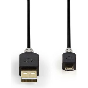 Nedis USB Micro B naar USB-A kabel - USB2.0 - tot 2A / zwart - 2 meter