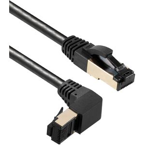S/FTP CAT8.1 40 Gigabit netwerkkabel haaks naar beneden / recht / zwart - LSZH - 2 meter