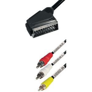 Scart UIT (m) - Composiet 3RCA (m) kabel / zwart - 2 meter