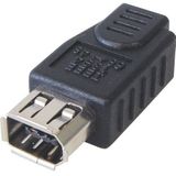 FireWire 400 adapter met 4-pins (v) - 6-pins (v) connectoren / zwart