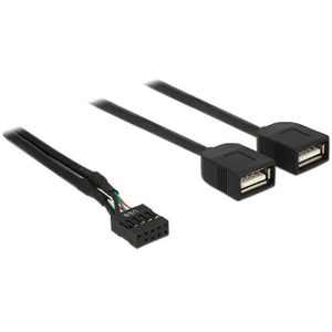 Pin Header adapter USB2.0 (v) - 2x USB-A (v) - 0,15 meter