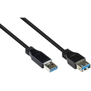 USB naar USB verlengkabel - USB3.0 - tot 0,9A / zwart - 1,8 meter