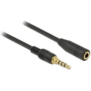 3,5mm Jack 4-polig audio/video slim verlengkabel met extra ruimte AWG24 / zwart - 3 meter